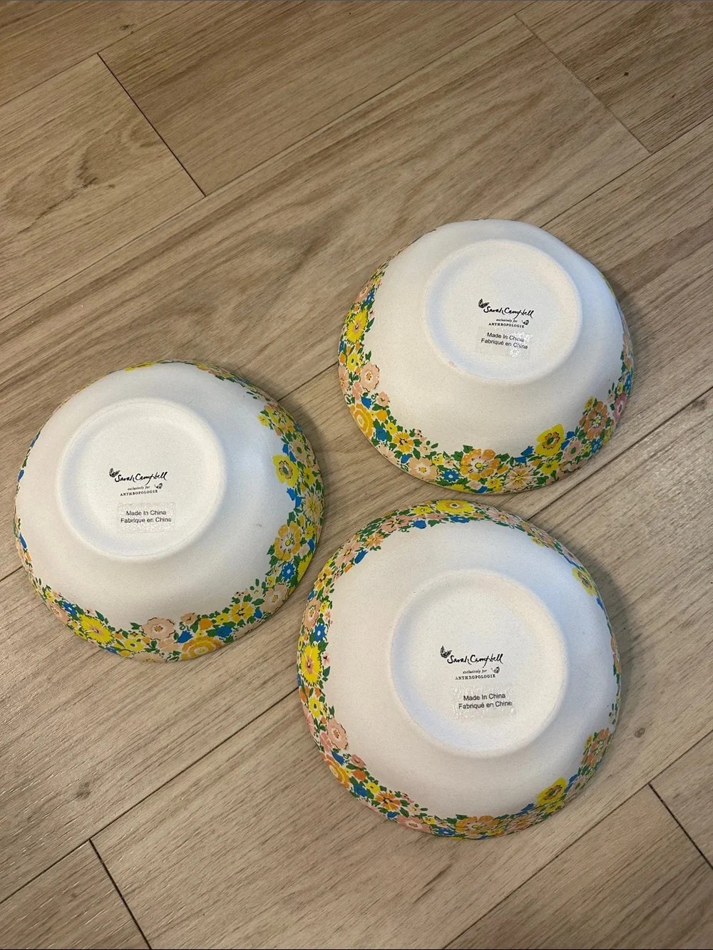Anthropologie Sarah Campbell Bamboo Melamine Bowls - Set of 3